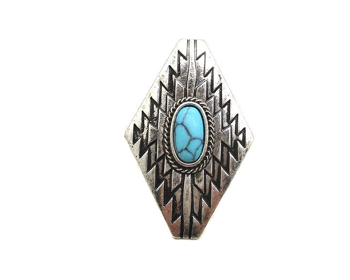 WESTERN NAVAJO DESIGN TURQUOISE CUFF RING