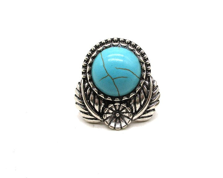 WESTERB FLOWER CONCHO TURQUOISE CUFF RING