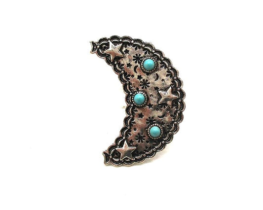 WESTERN MOON AND STAR TURQUOISE CUFF RING