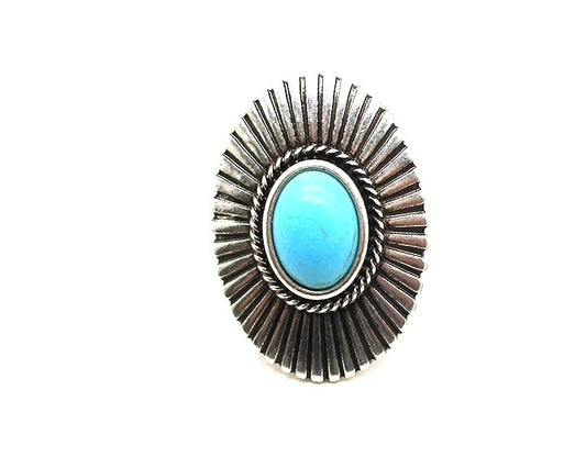 WESTERN OVAL CONCHO TURQUOISE CUFF RING