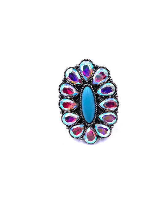 WESTERN CRYSTAL CONCHO CUFF RING