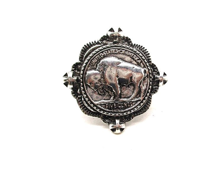 WESTERN BUFFALO COIN  CUFF RING