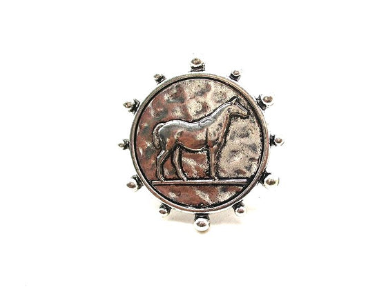 WESTERN HORSE COIN CUFF RING