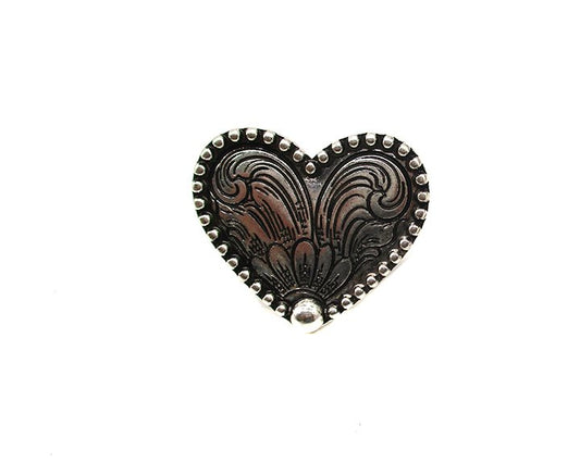 WESTERN ETCHED HEART CUFF RING