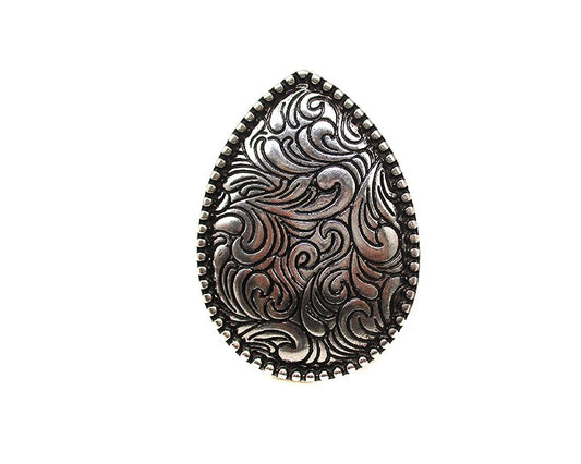 WESTERN ETCHED TEARDROP CUFF RING