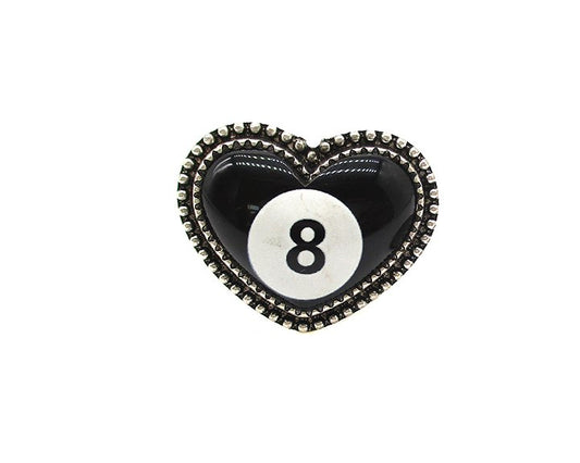 HEART 8 BALL CUFF RING