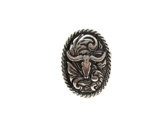 WESTERN STEERHEAD ETCHED CUFF RING