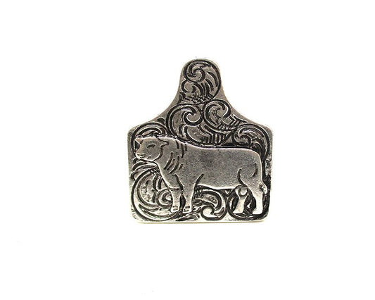 Western Cattle Tag Cow Etched Cuff Ring