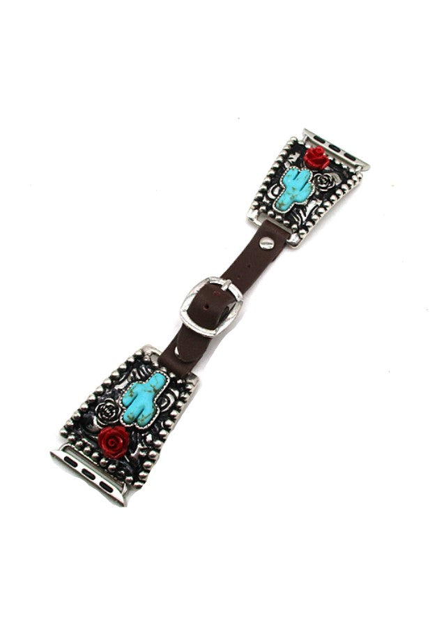 WESTERN CACTUS GENUINE LEATHER APPLE WATCH BAND