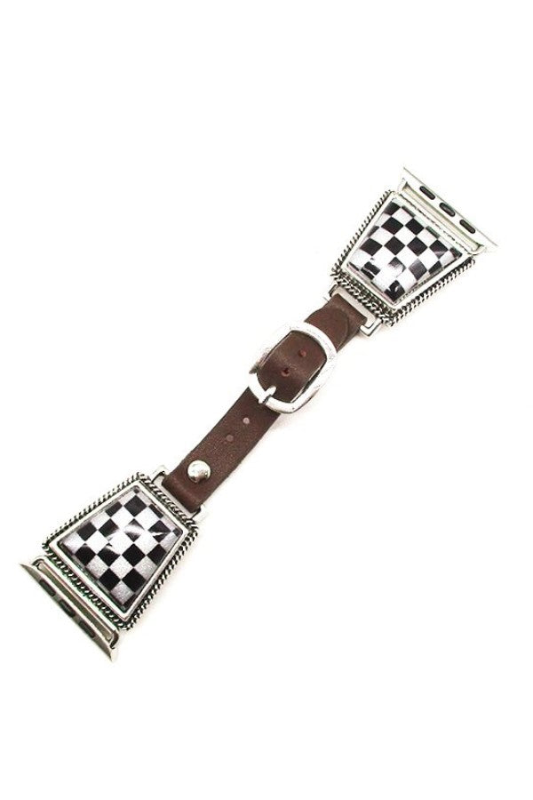 WESTERN CHECKER GENUINE LEATHER APPLE WATCH BAND