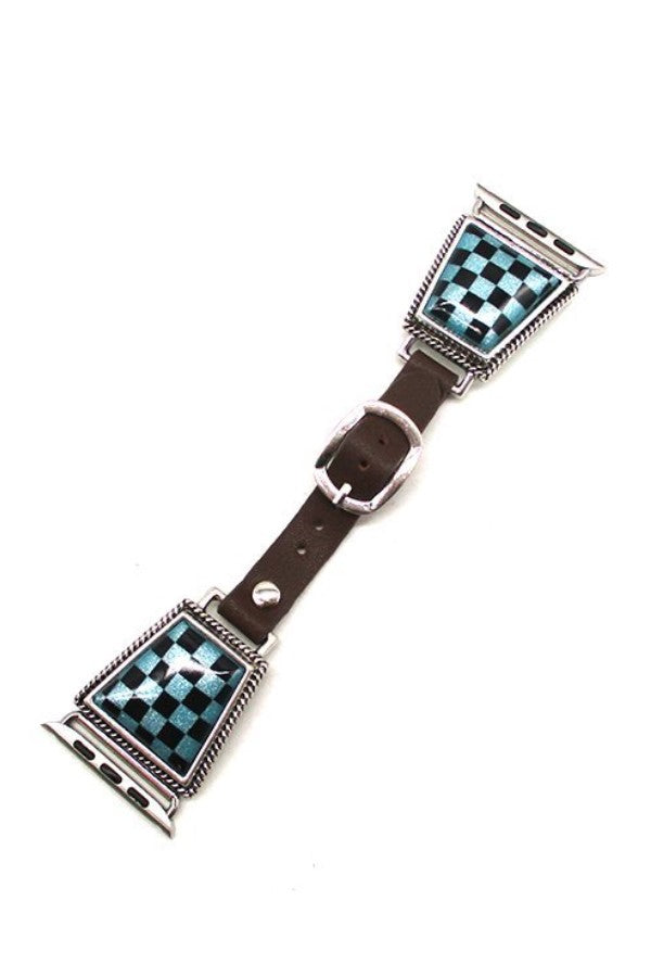 WESTERN CHECKER GENUINE LEATHER APPLE WATCH BAND