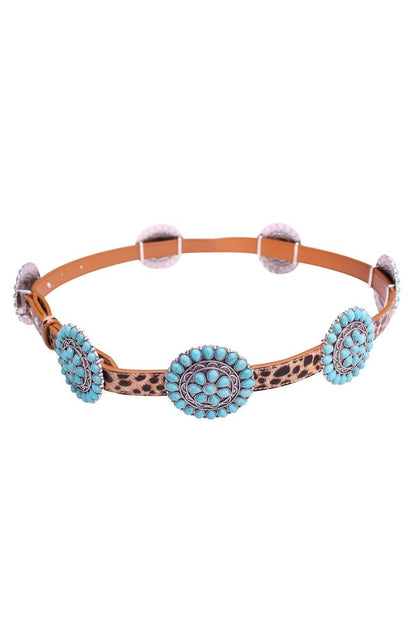 WESTERN CONCHO PU LEATHER BELT - L