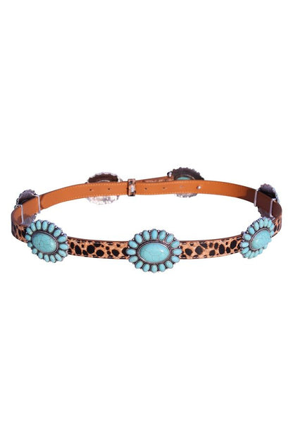 WESTERN CONCHO PU LEATHER BELT - L