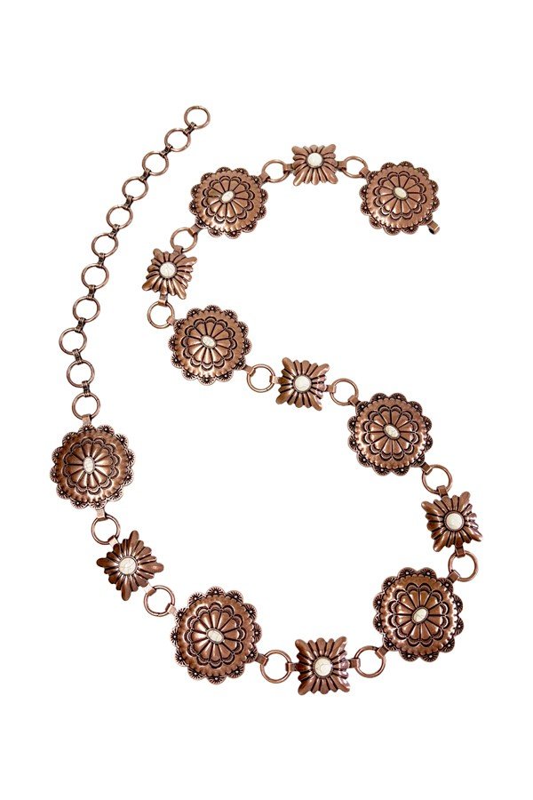 WESTERN METAL CONCHO CHAIN BELT - L