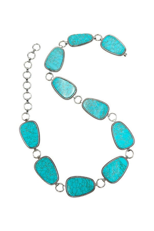 WESTERN TURQUOISE CHAIN BELT - S