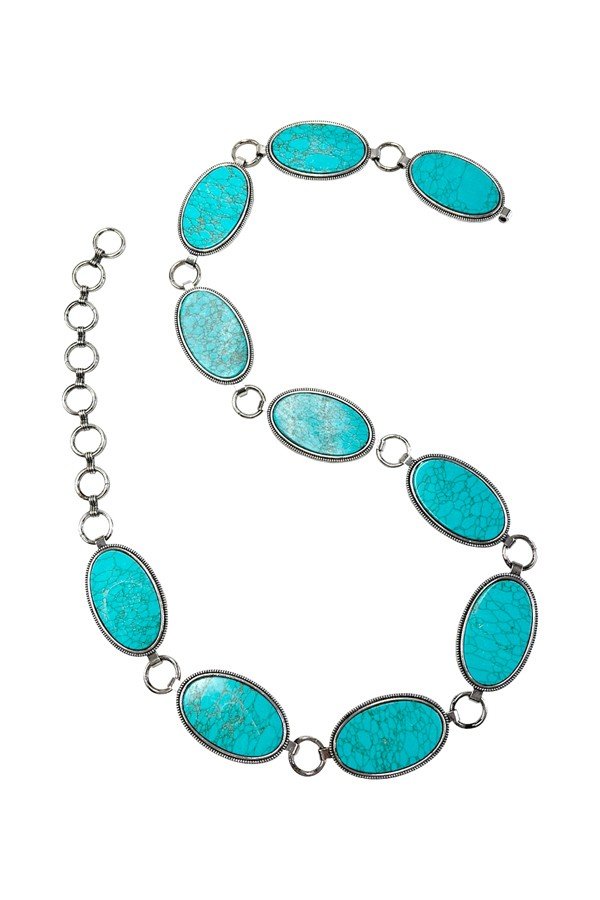 WESTERN TURQUOISE CHAIN BELT - S