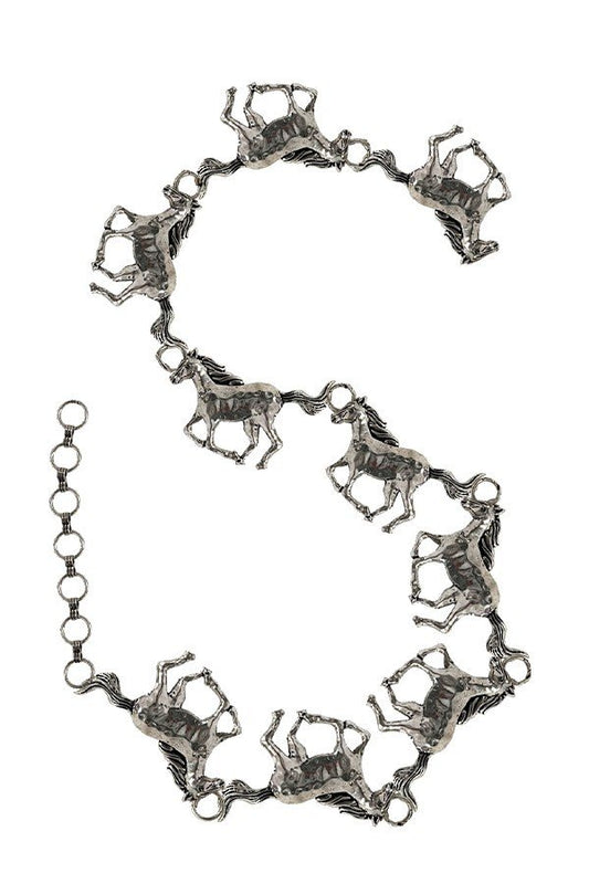 WESTERN RUNNING HORSE CHAIN BELT