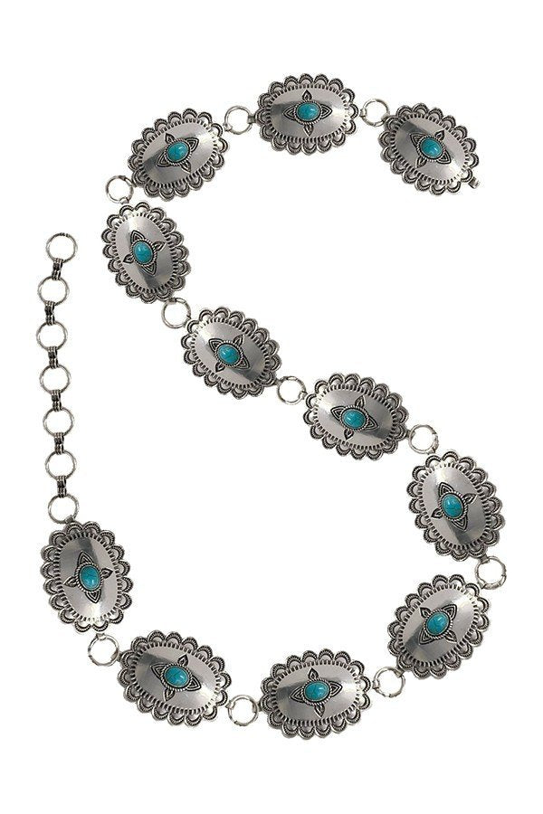 WESTERN METAL CONCHO CHAIN BELT