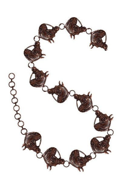 WESTERN METAL HORSE HEAD CHAIN BELT - L