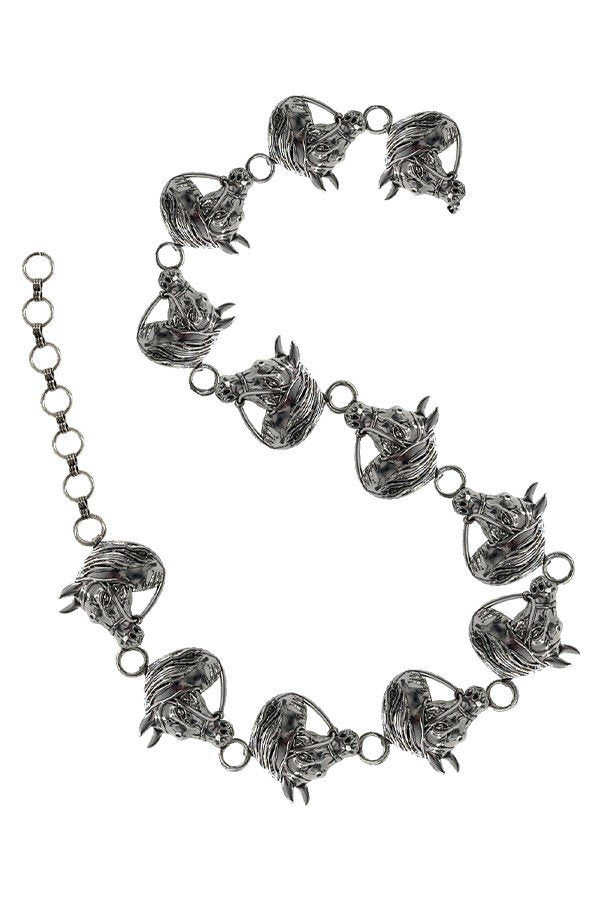 WESTERN METAL HORSE HEAD CHAIN BELT - L