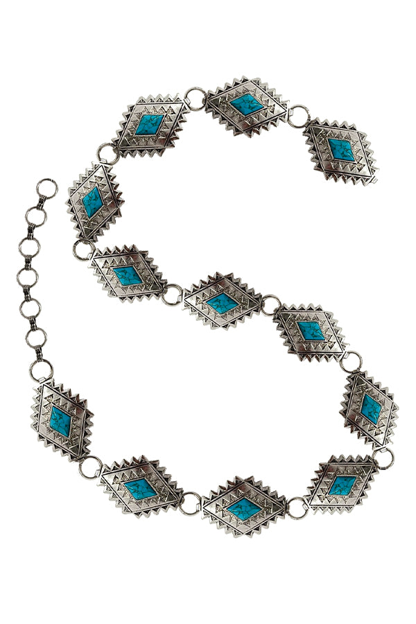 WESTERN METAL NAVAJO CONCHO CHAIN BELT