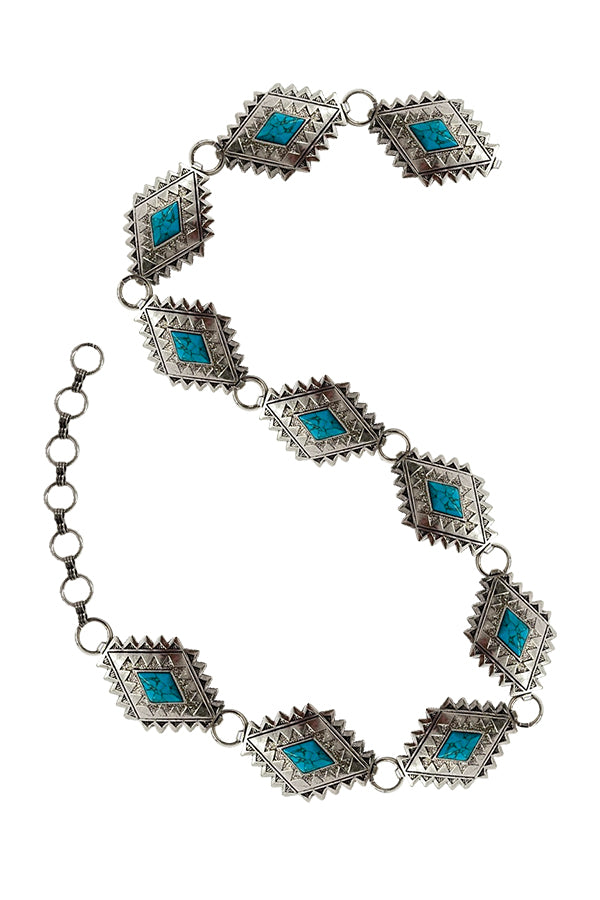 WESTERN METAL NAVAJO CONCHO CHAIN BELT