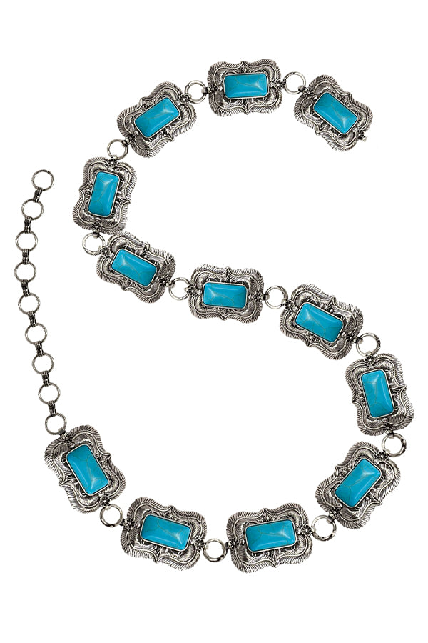 WESTERN TURQUOISE CONCHO CHAIN BELT