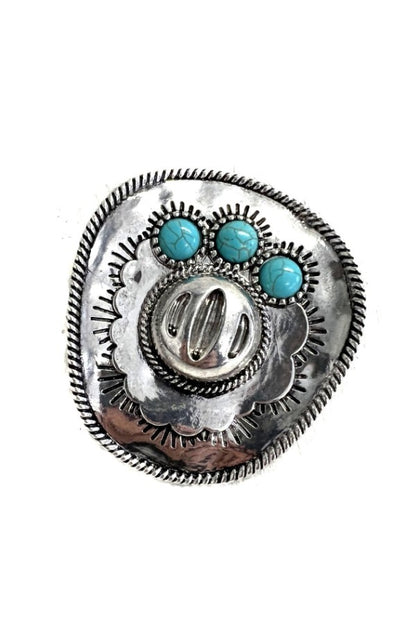 WESTERN COWBOY HAT STONE BELT BUCKLE