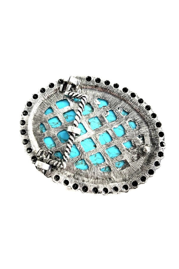 WESTERN TURQUOISE STONE BELT BUCKLE