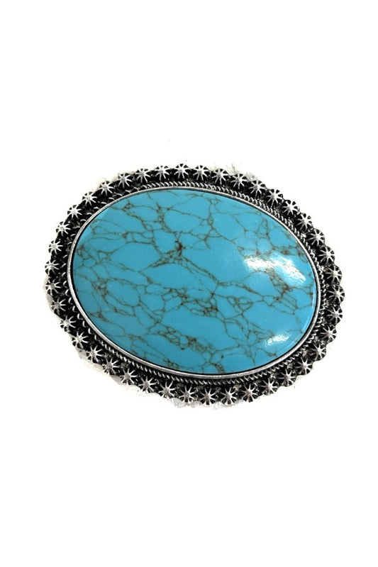 WESTERN TURQUOISE STONE BELT BUCKLE