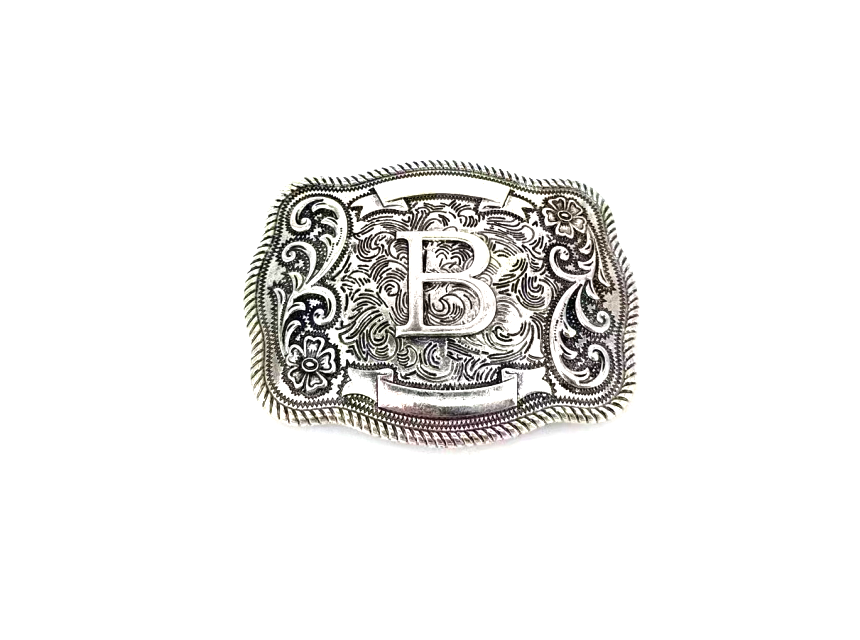 Western Filigree Initial Belt Buckle