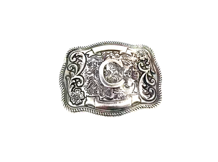 Western Filigree Initial Belt Buckle