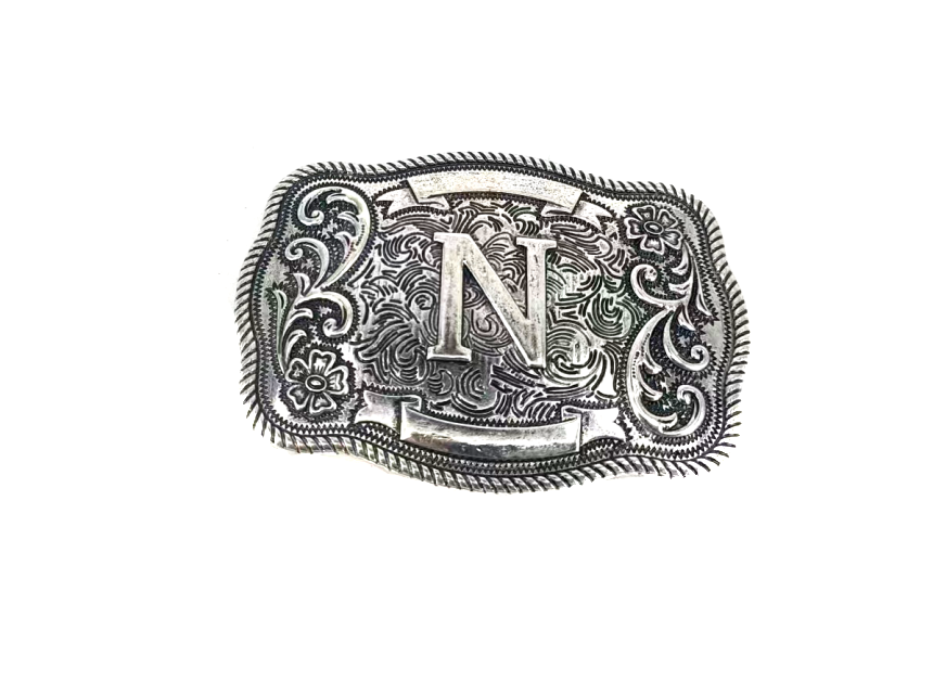 Western Filigree Initial Belt Buckle