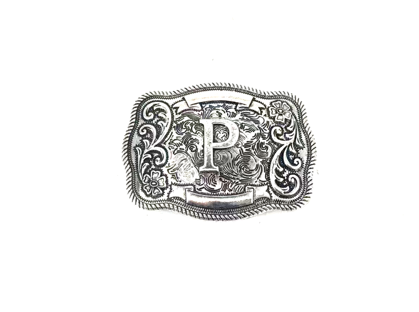 Western Filigree Initial Belt Buckle