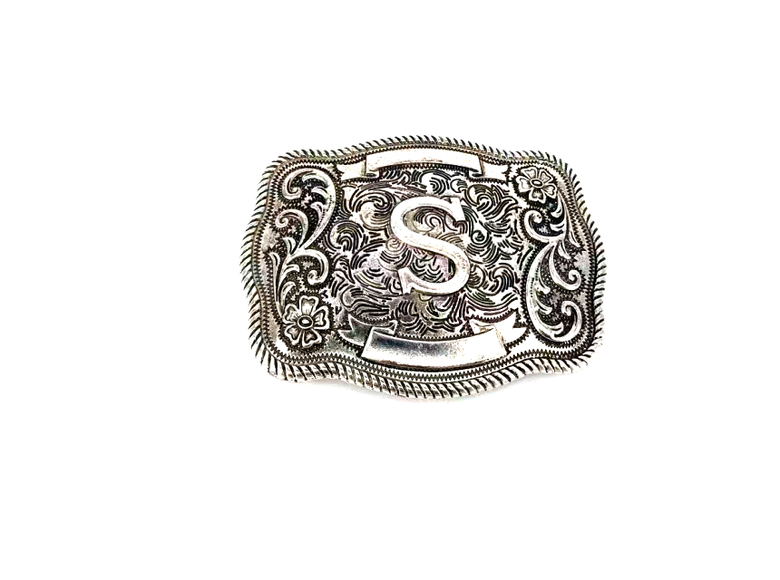 Western Filigree Initial Belt Buckle