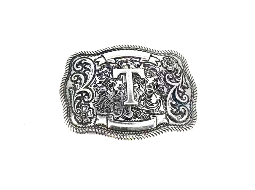 Western Filigree Initial Belt Buckle